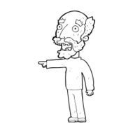 cartoon scared old man pointing N14