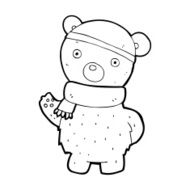 cartoon teddy bear in winter hat and scarf N8