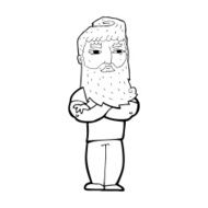 cartoon serious man with beard N28
