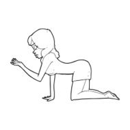 cartoon woman on all fours N28