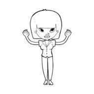 cartoon woman with raised hands N13