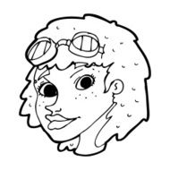 cartoon happy woman wearing aviator goggles N14