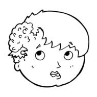 cartoon boy with ugly growth on head N12