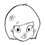 cartoon happy female face N241