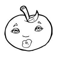 cartoon apple with face N25