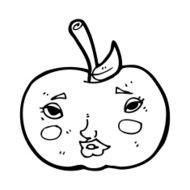 cartoon apple with face N26