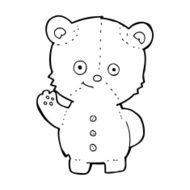 cartoon teddy bear waving N28