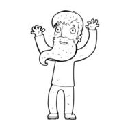 cartoon excited man with beard N13