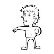 cartoon man making dismissive gesture N28