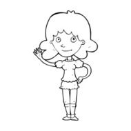 Cartoon Woman Waving N456