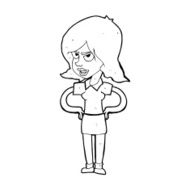 cartoon annoyed woman with hands on hips N14