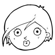 cartoon surprised female face N86