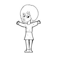 cartoon woman with open arms N139