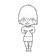 cartoon woman making Who Me? gesture N65