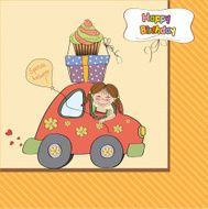 birthday card with funny little girl