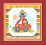 birthday card with funny little girl N2