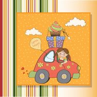 birthday card with funny little girl N3