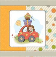 birthday card with funny little girl N6