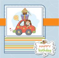 birthday card with funny little girl N7