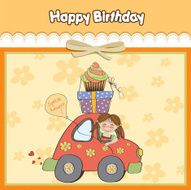 birthday card with funny little girl N8