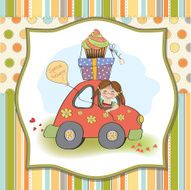 birthday card with funny little girl N10