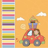 birthday card with funny little girl N12