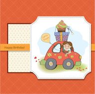 birthday card with funny little girl N13