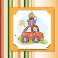 birthday card with funny little girl N14
