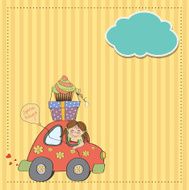 birthday card with funny little girl N15