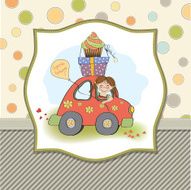 birthday card with funny little girl N16