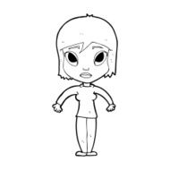 cartoon woman shrugging shoulders N651