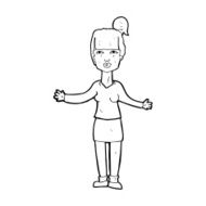 cartoon woman shrugging shoulders N652