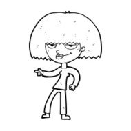 cartoon happy woman pointing N96