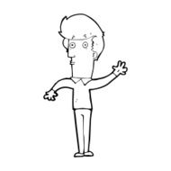 cartoon nervous man waving N29