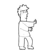 cartoon nervous man waving N30