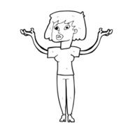 cartoon woman holding up hands N28