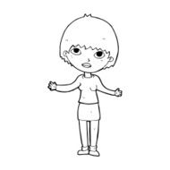 cartoon woman shrugging N82