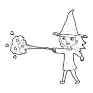 cartoon witch girl casting spell N29