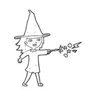 cartoon witch girl casting spell N30