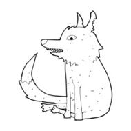 cartoon wolf sitting N10