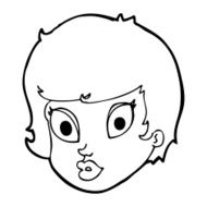 cartoon surprised female face N89