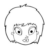 cartoon surprised female face N90