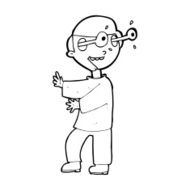 cartoon boy with popping out eyes N14
