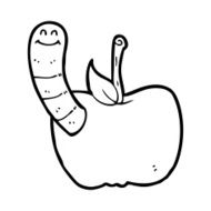 Cartoon Apple With Worm N78