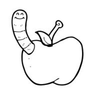 Cartoon Apple With Worm N79
