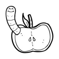 Cartoon Apple With Worm N80