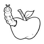 cartoon apple with bug N40