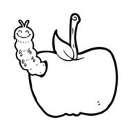 cartoon apple with bug N41
