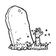 Cartoon Zombie Rising From Grave N45