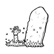 Cartoon Zombie Rising From Grave N46